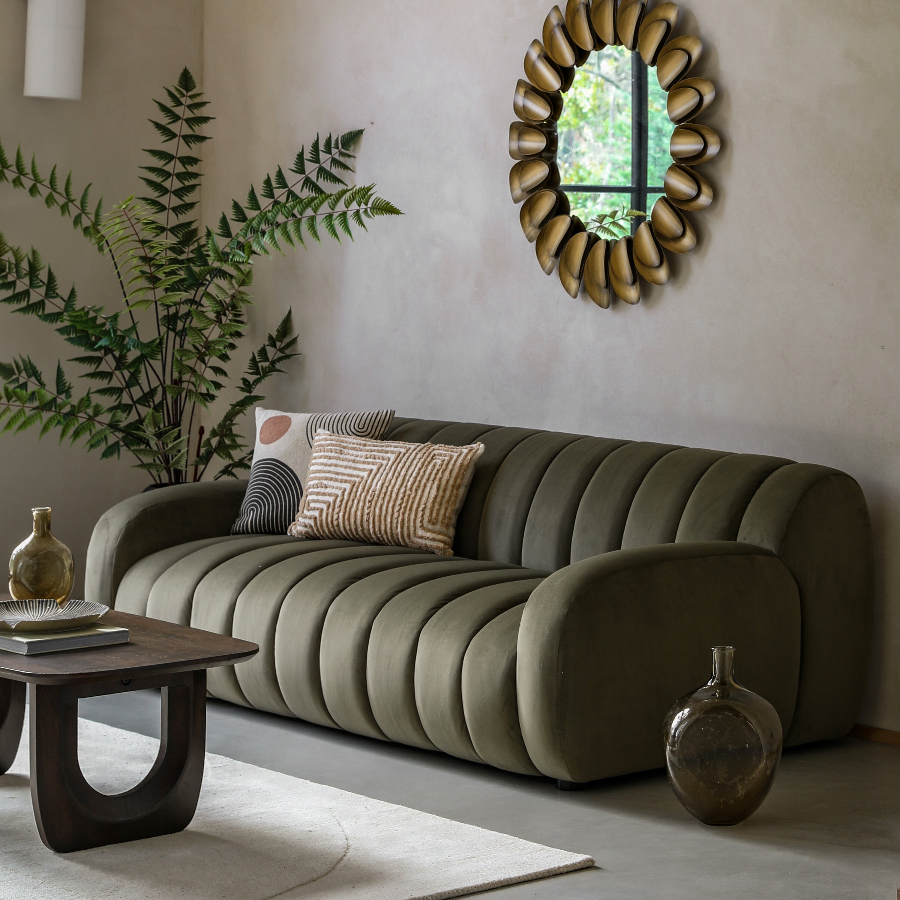 Russo Moss Green Bubble Sofa | 3 Seater